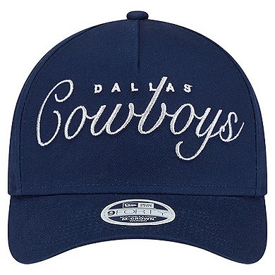 Women's New Era Navy Dallas Cowboys Metallic A-Frame 9FORTY Adjustable Hat