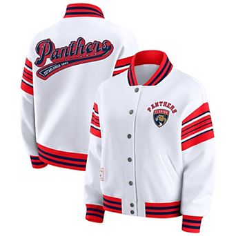 Women's WEAR by Erin Andrews White/Red Florida Panthers Full-Snap Fleece Sweatshirt Jacket