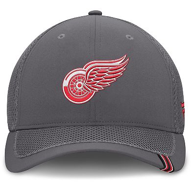 Men's Fanatics Gray Detroit Red Wings Clincher Team Stripes Flex Hat