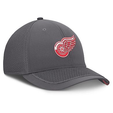 Men's Fanatics Gray Detroit Red Wings Clincher Team Stripes Flex Hat
