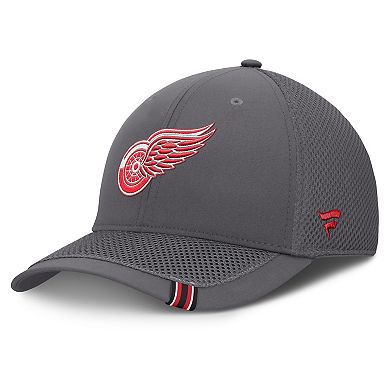 Men's Fanatics Gray Detroit Red Wings Clincher Team Stripes Flex Hat