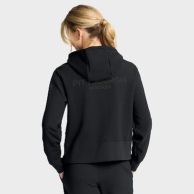 Women's Fanatics Black Pittsburgh Penguins Authentic Pro Road Tri-Blend Quarter-Zip Hoodie
