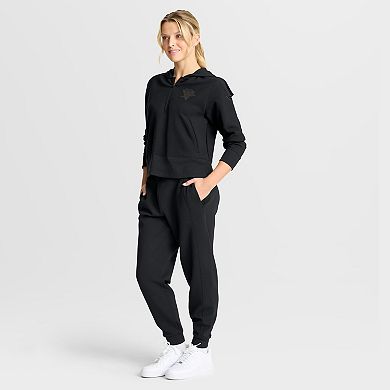 Women's Fanatics Black Pittsburgh Penguins Authentic Pro Road Tri-Blend Quarter-Zip Hoodie