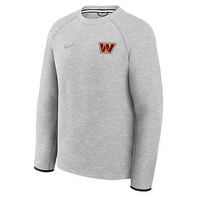 Men's Nike Heather Gray Washington Commanders Tech Fleece Raglan Sweatshirt
