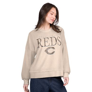 Women's G-III 4Her by Carl Banks Sand Cincinnati Reds Oversized Vet II Sweatshirt