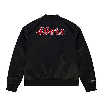 Women's Mitchell & Ness Black San Francisco 49ers Full-Snap Satin Jacket