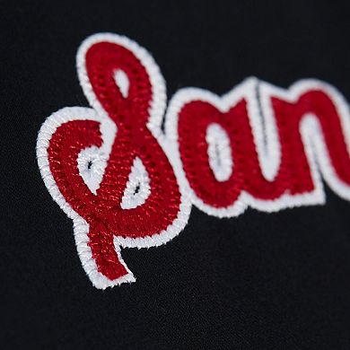 Women's Mitchell & Ness Black San Francisco 49ers Full-Snap Satin Jacket