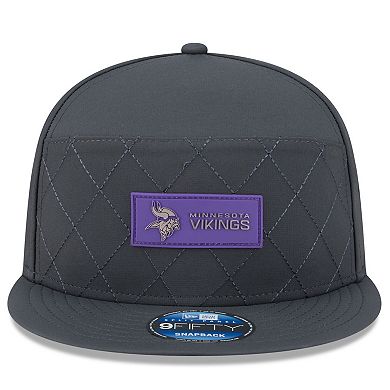 Men's New Era Charcoal Minnesota Vikings 2025 Sideline Cold Weather Split Panel 9FIFTY Snapback Hat