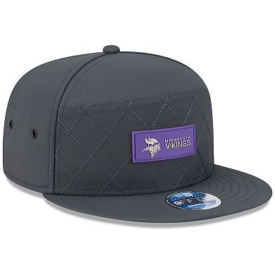 Men's New Era Charcoal Minnesota Vikings 2025 Sideline Cold Weather Split Panel 9FIFTY Snapback Hat