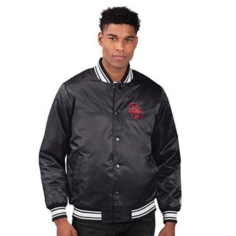 Men's Starter Black Oklahoma Sooners Core Satin Varsity Full-Snap Jacket