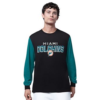 Men's Starter Black/Aqua Miami Dolphins Thursday Night Gridiron Long Sleeve T-Shirt