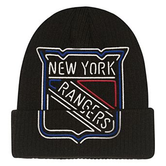 Youth Mitchell & Ness Black New York Rangers Neon Line Lights Cuffed Knit Hat