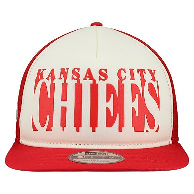 Men's New Era Cream/Red Kansas City Chiefs Cutout A-Frame 9FIFTY Snapback Hat