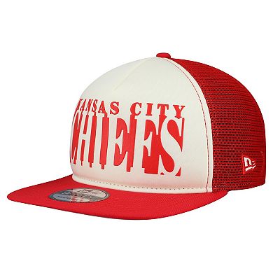 Men's New Era Cream/Red Kansas City Chiefs Cutout A-Frame 9FIFTY Snapback Hat