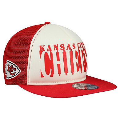 Men's New Era Cream/Red Kansas City Chiefs Cutout A-Frame 9FIFTY Snapback Hat