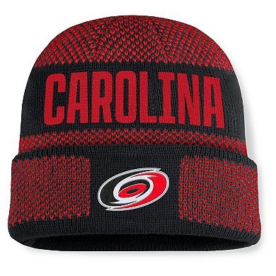 Men's Fanatics Black/Red Carolina Hurricanes Fundamentals Shelter Cuffed Knit Hat