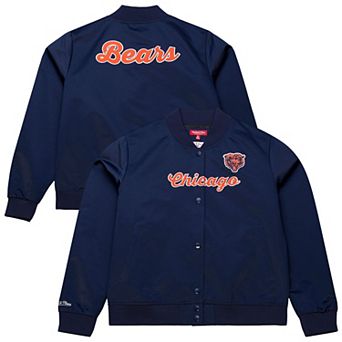 Women's Mitchell & Ness Navy Chicago Bears Full-Snap Satin Jacket