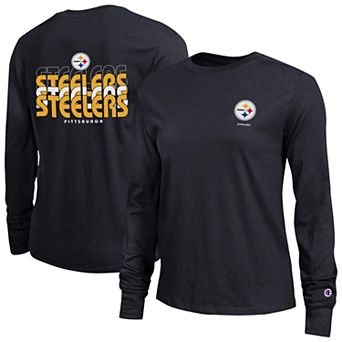 Women's Champion Black Pittsburgh Steelers Core Long-Sleeve T-Shirt