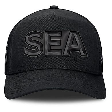 Men's Fanatics Black Seattle Kraken Authentic Pro Road Team Code Trucker Adjustable Hat