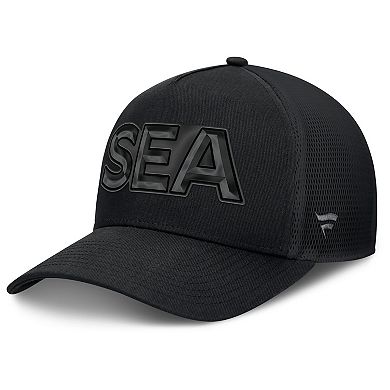 Men's Fanatics Black Seattle Kraken Authentic Pro Road Team Code Trucker Adjustable Hat