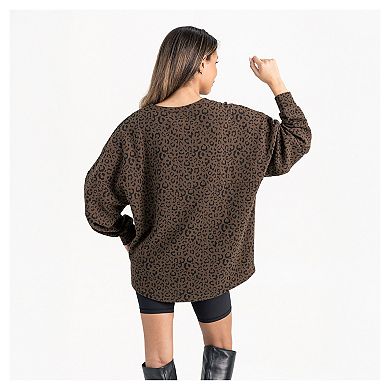 Women's Gameday Couture Brown Texas Longhorns Leopard Oversized Sweatshirt