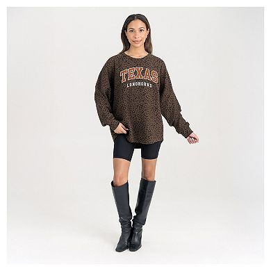 Women's Gameday Couture Brown Texas Longhorns Leopard Oversized Sweatshirt