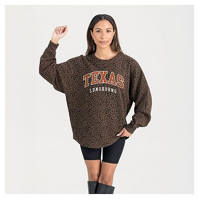 Women's Gameday Couture Brown Texas Longhorns Leopard Oversized Sweatshirt