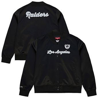 Women's Mitchell & Ness Black Las Vegas Raiders Full-Snap Satin Jacket