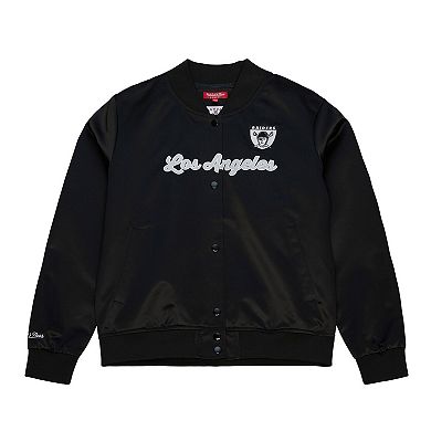 Women's Mitchell & Ness Black Las Vegas Raiders Full-Snap Satin Jacket