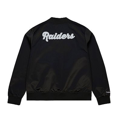 Women's Mitchell & Ness Black Las Vegas Raiders Full-Snap Satin Jacket