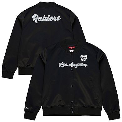 Women's Mitchell & Ness Black Las Vegas Raiders Full-Snap Satin Jacket