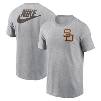 Men's Nike Heather Gray San Diego Padres Cooperstown Collection Large Logo 2-Hit T-Shirt