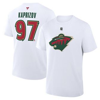 Men's Fanatics Kirill Kaprizov White Minnesota Wild 25th Anniversary Alternate Authentic Stack Name & Number T-Shirt