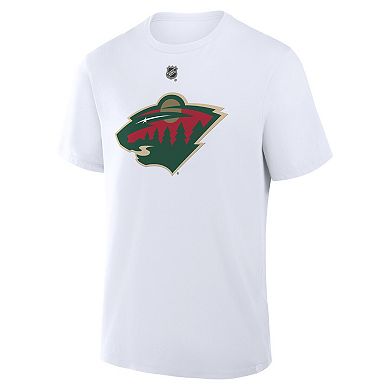 Men's Fanatics Kirill Kaprizov White Minnesota Wild 25th Anniversary Alternate Authentic Stack Name & Number T-Shirt