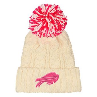 Girls Outerstuff White Buffalo Bills Cable Cuffed Knit Hat with Pom