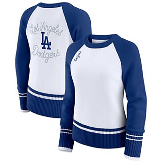 Women's WEAR by Erin Andrews White Los Angeles Dodgers Colorblock Raglan Sweater