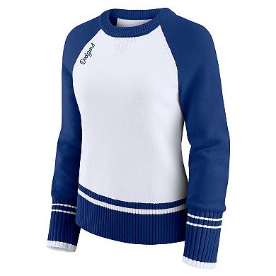 Women's WEAR by Erin Andrews White Los Angeles Dodgers Colorblock Raglan Sweater