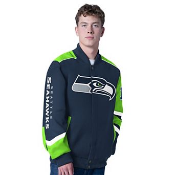 Men's G-III Sports by Carl Banks College Navy Seattle Seahawks Prime Time Full-Zip Racing Jacket