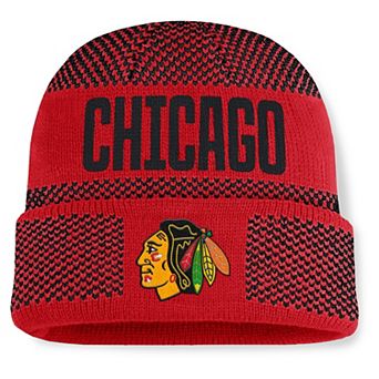 Men's Fanatics Red/Black Chicago Blackhawks Fundamentals Shelter Cuffed Knit Hat