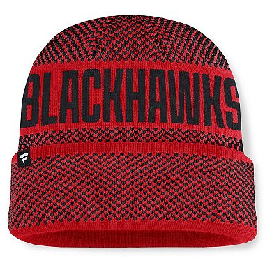 Men's Fanatics Red/Black Chicago Blackhawks Fundamentals Shelter Cuffed Knit Hat