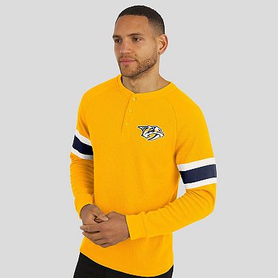 Men's Darius Rucker Collection by Fanatics Gold Nashville Predators Waffle-Knit Raglan Long Sleeve Henley T-Shirt