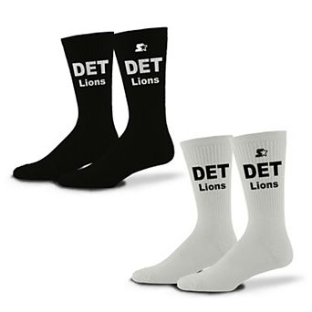 Unisex Starter Black/White Detroit Lions Assist Socks 2 Pack