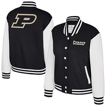Women's Colosseum Black Purdue Boilermakers French Baguette Full Snap Fleece Jacket