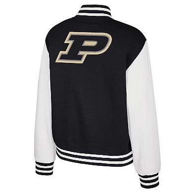 Women's Colosseum Black Purdue Boilermakers French Baguette Full Snap Fleece Jacket