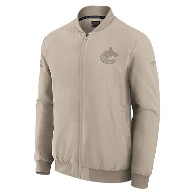 Men's Fanatics Tan Vancouver Canucks Authentic Pro Road Lightweight Full-Zip Bomber Jacket