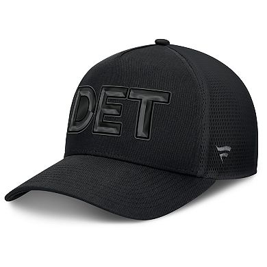 Men's Fanatics Black Detroit Red Wings Authentic Pro Road Team Code Trucker Adjustable Hat
