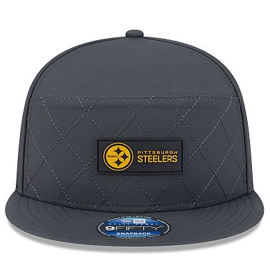 Men's New Era Charcoal Pittsburgh Steelers 2025 Sideline Cold Weather Split Panel 9FIFTY Snapback Hat