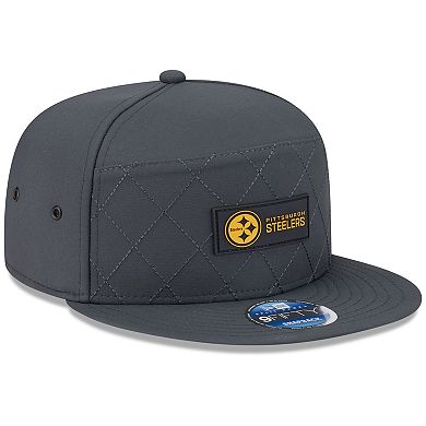 Men's New Era Charcoal Pittsburgh Steelers 2025 Sideline Cold Weather Split Panel 9FIFTY Snapback Hat