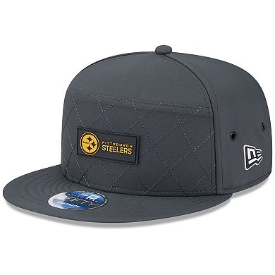 Men's New Era Charcoal Pittsburgh Steelers 2025 Sideline Cold Weather Split Panel 9FIFTY Snapback Hat