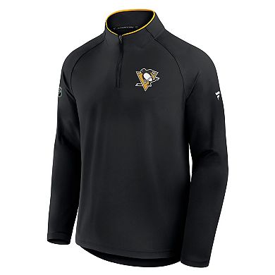 Men's Fanatics Black Pittsburgh Penguins Authentic Pro Rink Training Quarter-Zip Pullover